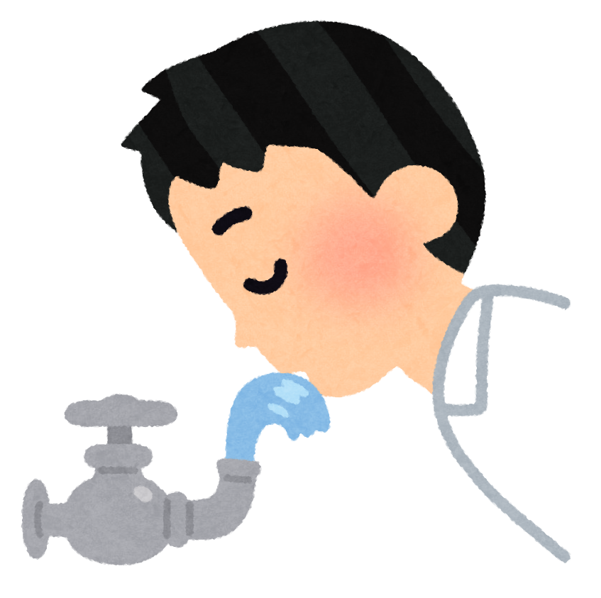 蛇口から水を飲む人のイラスト 男性 かわいいフリー素材集 いらすとや