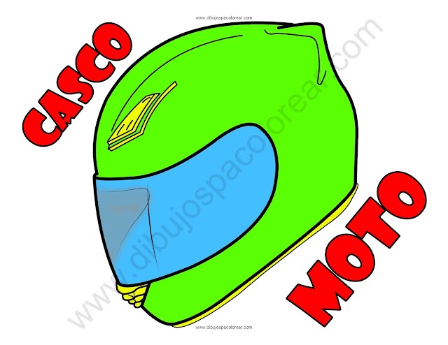 casco de moto dibujo a color y para colorear