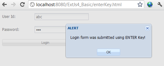ExtJs ENTER key example