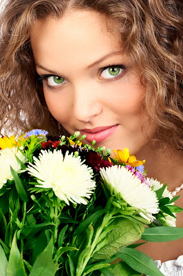 Girl with Flowers Image