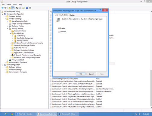 Shutdown: Allow system to be shut down without having to log on