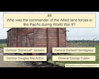 Who was the commander of the Allied land forces in the Pacific during World War II? Answer choices include: General "Stonewall" Jackson, General Ernest Hemingway, General Douglas MacArthur, General George Custer