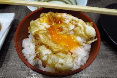 Tempura Makino, tempura egg on rice with molten yolk