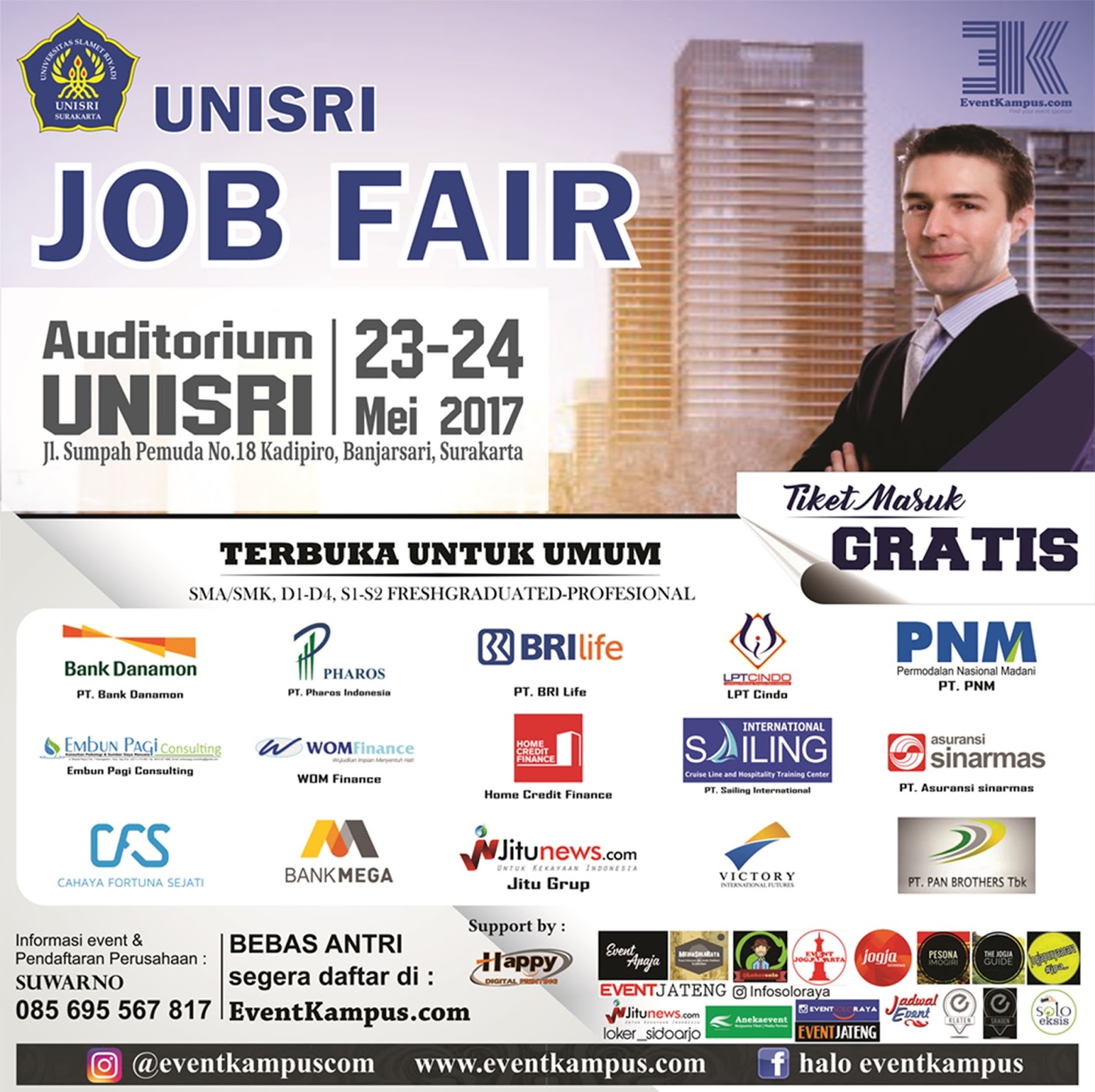 Unisri Job Fair Gratis 2017 - Solo (Tanggal 23-24 Mei 2017 