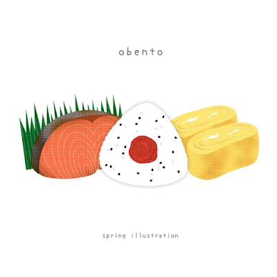 Spring Illustration お弁当セット シンプルでかわいいイラストポストカード