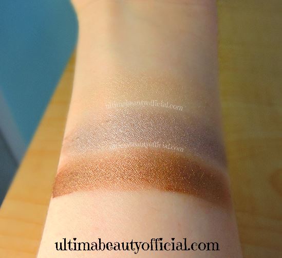 Swatches of No. 7 Stay Perfect Trio Eye Shadow Palette in Cappuccino