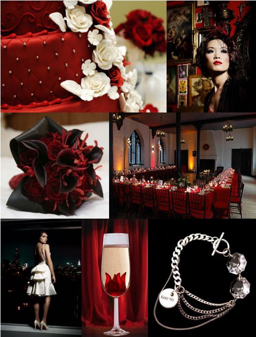 Here are some ideas for a black white wedding with accent of red