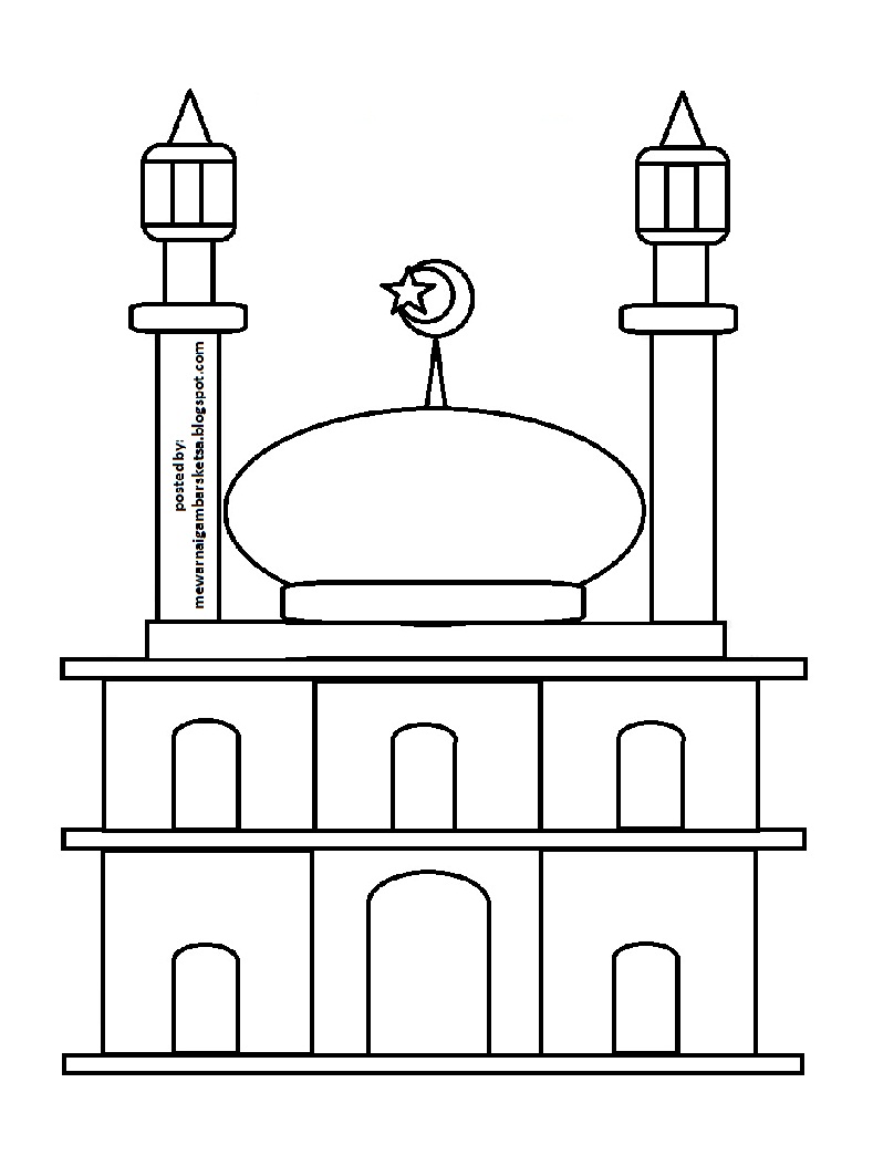 Mewarnai Gambar Mewarnai Gambar Sketsa Masjid 30