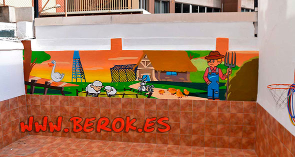 mural infantil patio guarderia