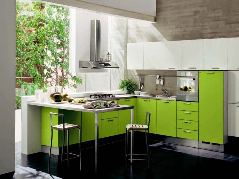 Dapur minimalis keren dan kece dengan nuansa hijau
