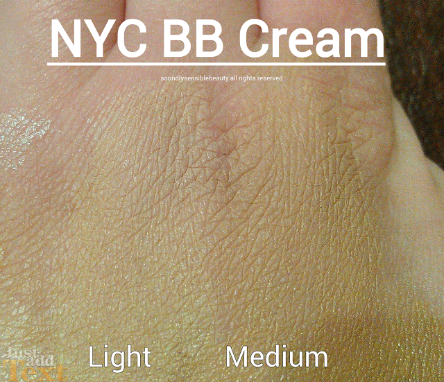 N.Y.C. (New York Color) Smooth Skin 5 in 1 BB Cream Beauty Balm Swatches of Shades; Light, Medium