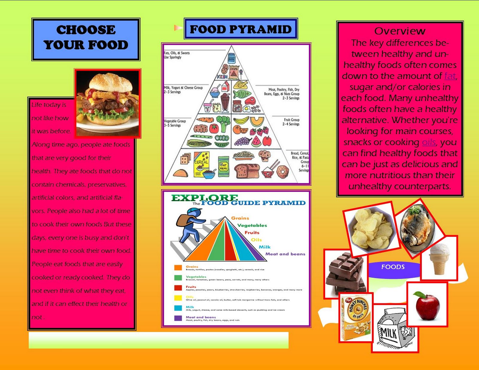 Sample Brochure on Healthy &amp; Unhealthy Food