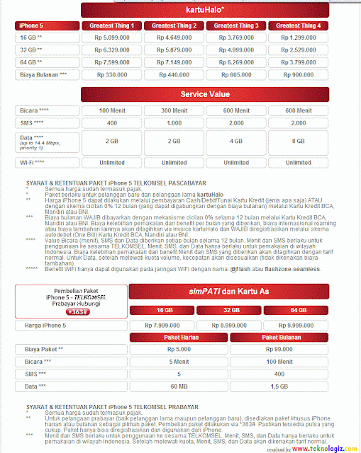 Harga iPhone 5 bundling Telkomsel - www.infotecpku.com