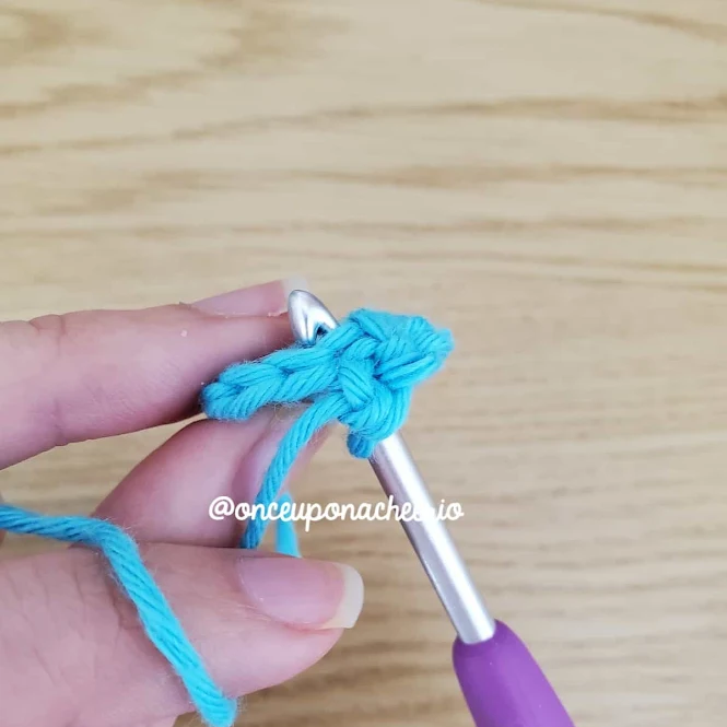 Crochet Invisible Increase - Insert hook into both loops of the stitch