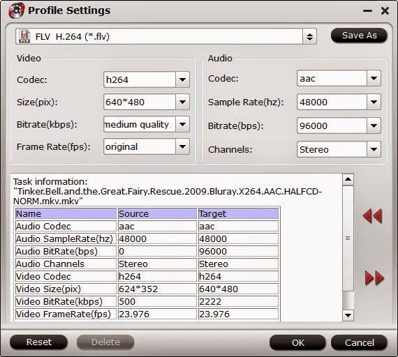 flv video settings