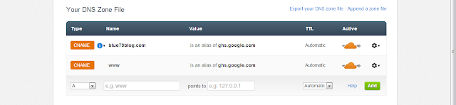 cấu hình DNS cloudflare vào blogger