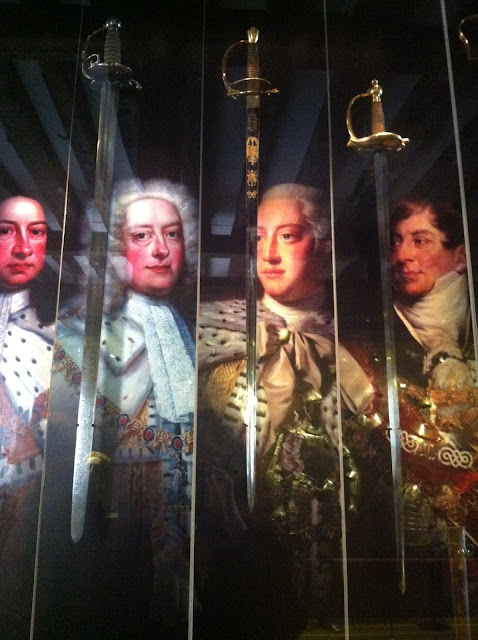 The swords of George II, George III and George IV.