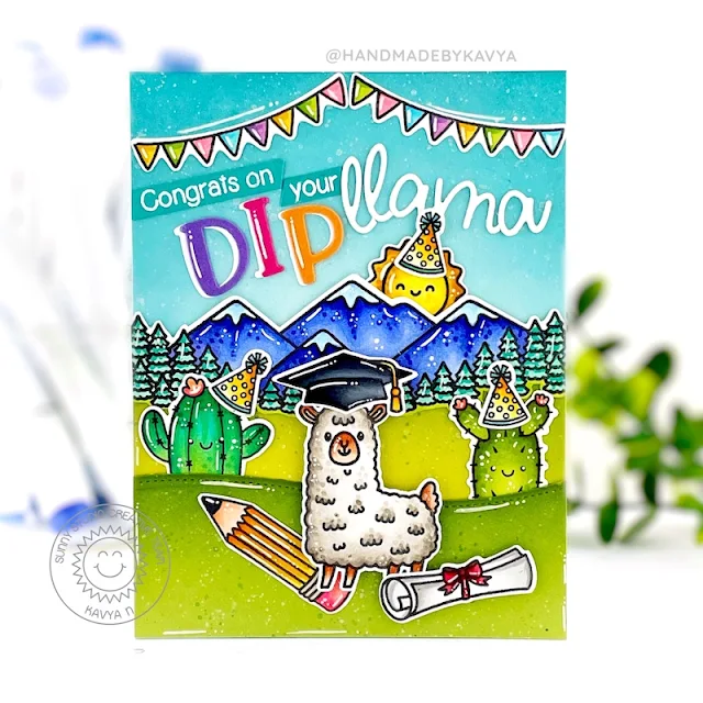 Sunny Studio Stamps: Lovable Llama Looking Sharp Woo Hoo Country Scenes Graduation Card by Kavya