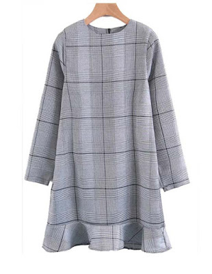  Long sleeve houndstooth dress