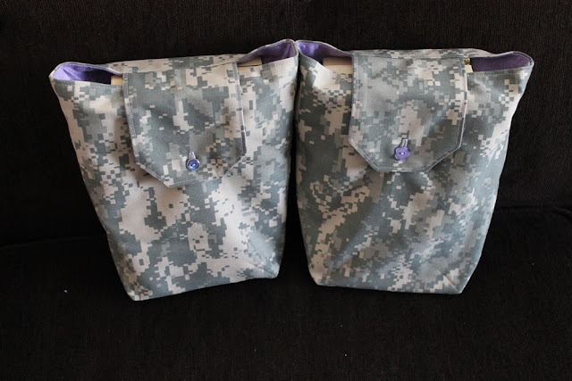 ACU gift bags reusable birthday party favors camouflage purple lilac flannel by Handiworkin' Girls
