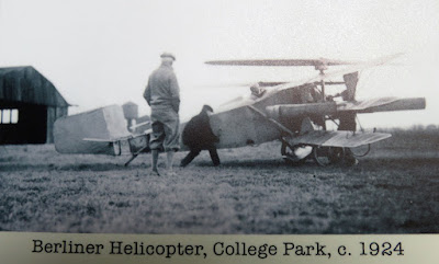 Historic photo circa 1924 of Berliner helicopter at College Park.