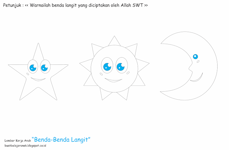 Ide Terbaru Mewarnai Gambar Benda Langit Untuk Anak Tk