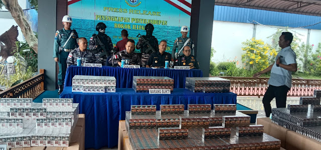 TNI AL TBK Gagalkan Penyelundupan Ribuan Slop Rokok Ilegal di Perairan Tanjung Baru Kundur