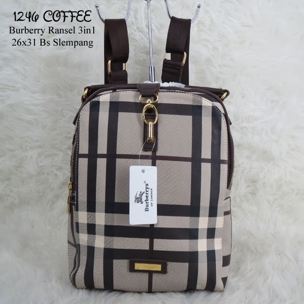 RACHMIRA SHOP iTasi iBurberryi Ransel Hitam 3in1