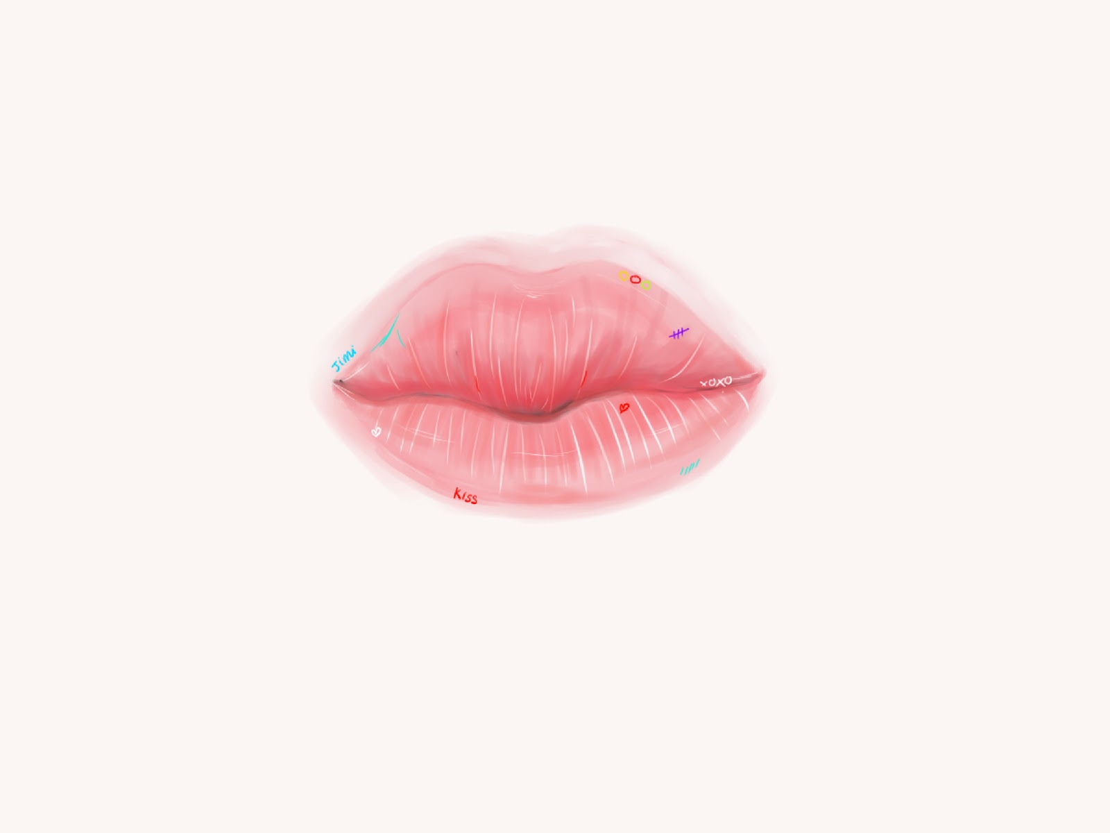 薄いピンクの唇