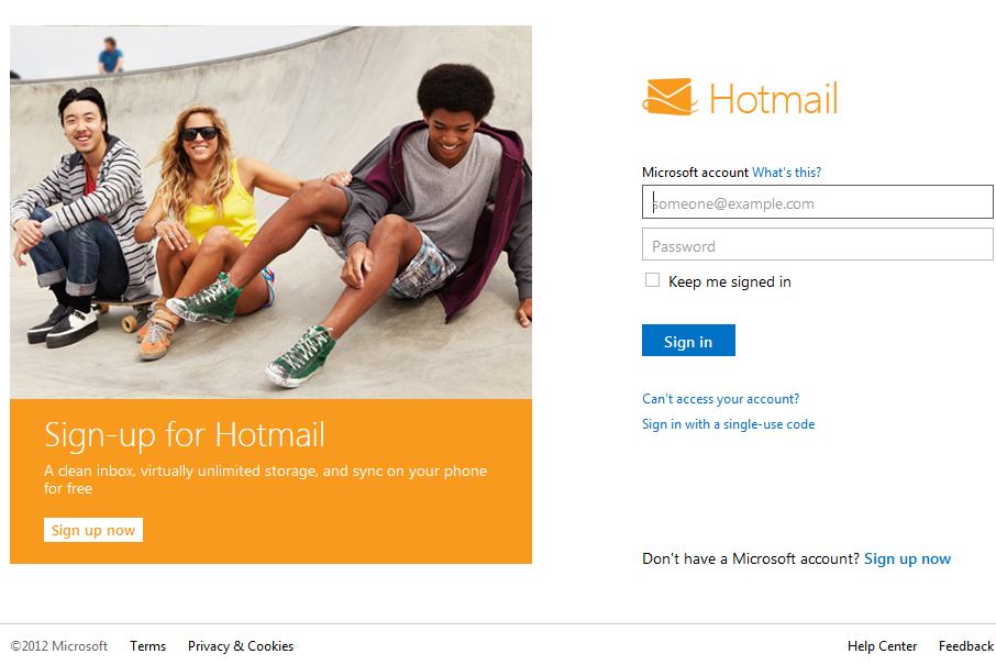 Enter Your Hotmail Or Outlook Email Address In Microsoft Account Box And Pword Sign