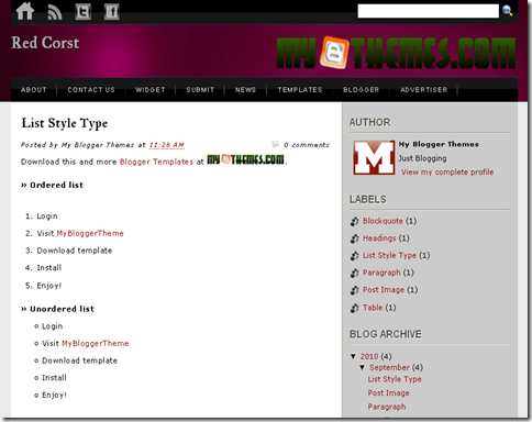 Red Corst Blogger Template