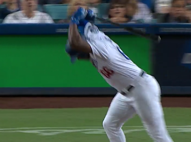 Yasiel Puig slams bat