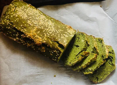 Photograph of spinach soda loaf