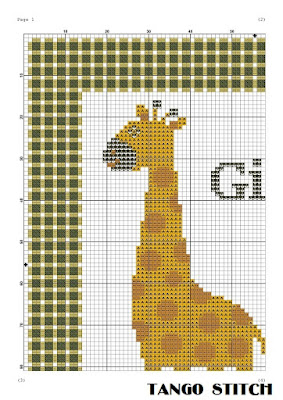 Giraffe cross stitch pattern Nursery embroidery design - Tango Stitch