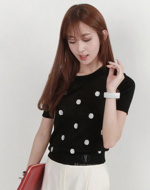Dotted Knit T-Shirt