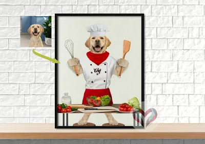 Perro cocinando como un gran chef