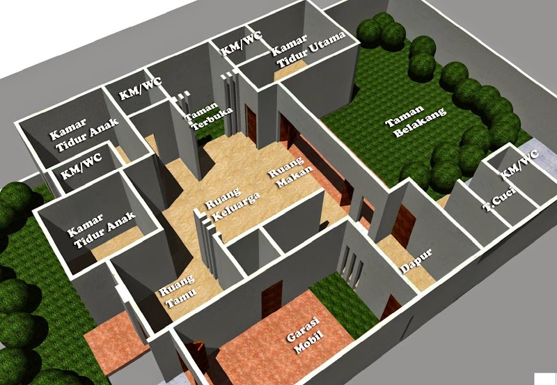 37 Ide Desain Rumah Mungil 1 Lantai 2 Kamar Tidur