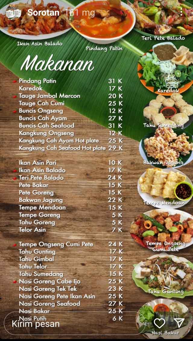 harga makanan di kampung kecil bandar lampung