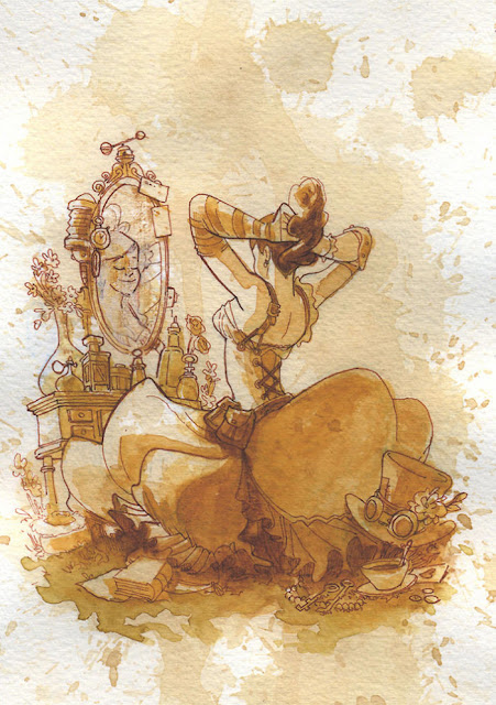 pinturas-estilo-Steampunk-creadas-con-Te-y-acuarela-brian-kesinger