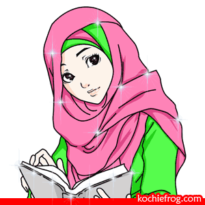  Gambar  DP BBM Animasi  Muslimah  Bergerak  Terbaru Kochie Frog