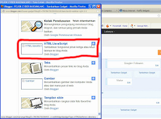 Add Widget dan Pilih HTML/Javascript