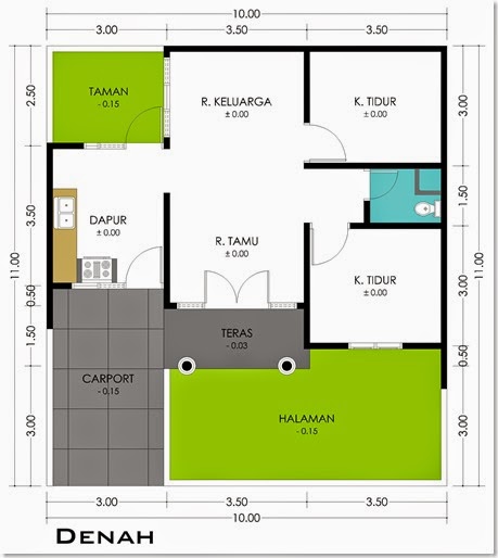 Top Contoh denah rumah minimalis ukuran 10x10 - RumahKlik.com