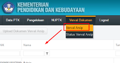 Cara Verval Dokumen Guru atau Verval Data Arsip PTK PDSP Kemdikbud