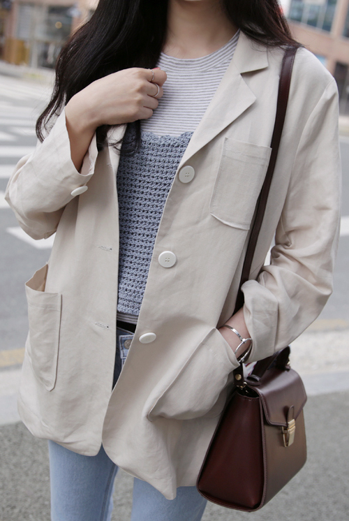  Narrow Notched Three-Pocket Jacket