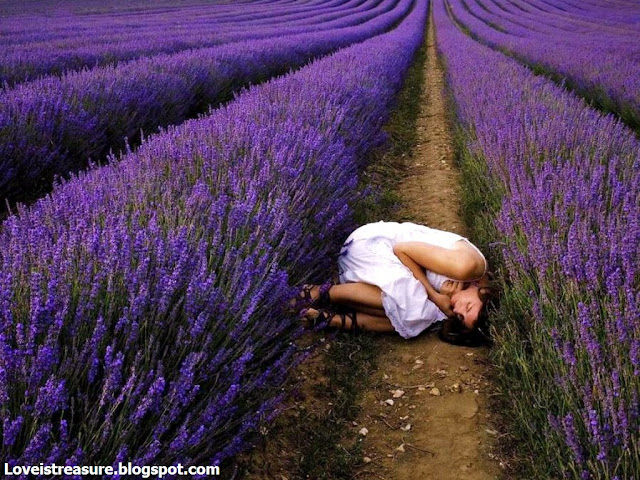 Alone sad girl lying in feild