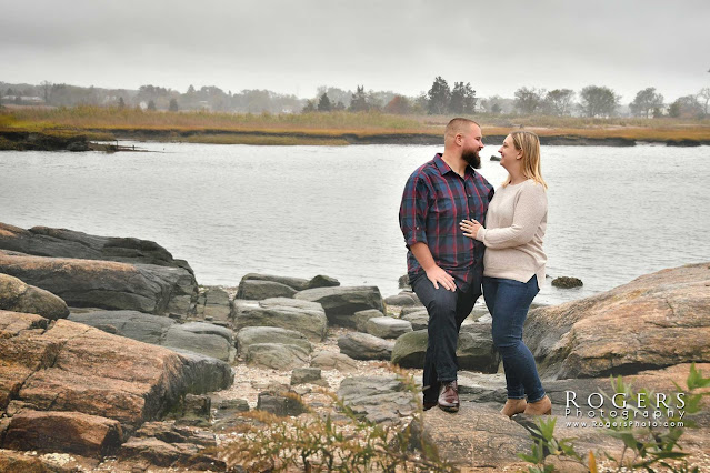 Engagement sitting overlooking Guilford Harbor by Edmund & Lori Rogers of Rogers Photograhy in Guilford, CT
