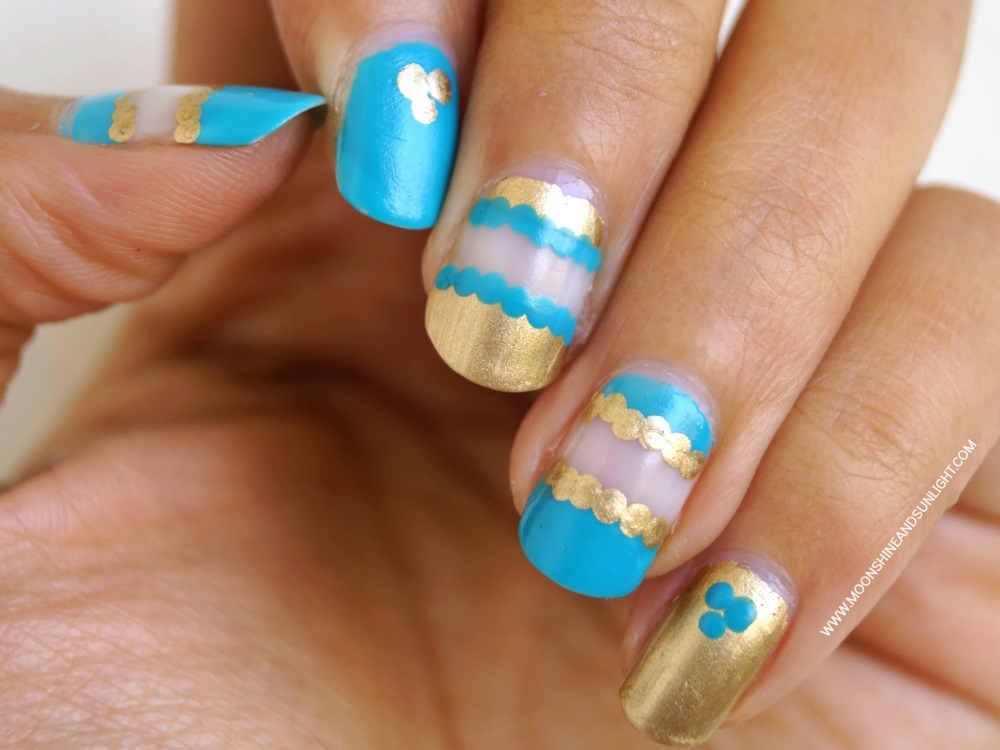 Teal and Gold Negative Space Nail art | Step by step tutorial 