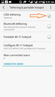 click and usb tethering 