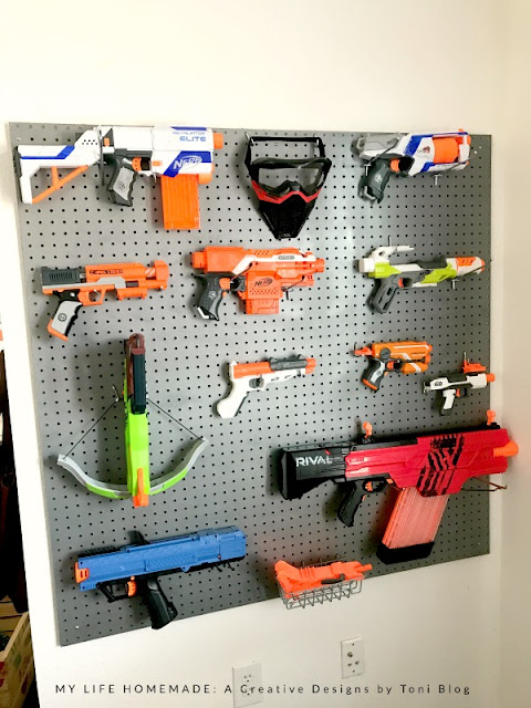 my life homemade: DIY Nerf Gun Storage Wall