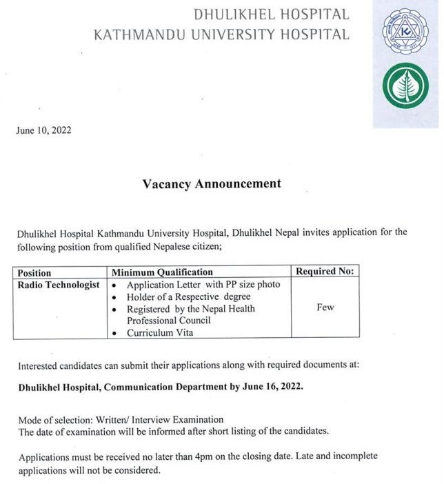 Dhulikhel Hospital Vacancy for Radio Technologist